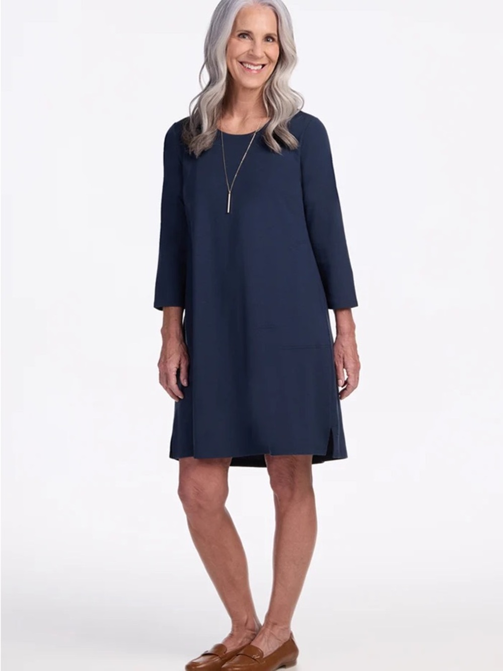 WOOLX • Rissa A Line Dress blue Small - all season wool dress travel